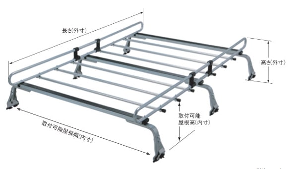 ◆ROCKYルーフキャリアZMシリーズ ハイエースワゴン TRH122K/TRH112K/TRH112V ミドルルーフ ZM-321M