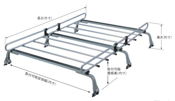 ◆ROCKYルーフキャリアZMシリーズ ハイエースワゴン KZH126G/KZH132V/KZH138V ミドルルーフ ZM-321M