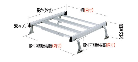 ◆ROCKYルーフキャリアSAシリーズ ランドクルーザー J70系 ５ドア（ＦＲＰトップ除く） SA-03(2)｜NET部品館 42,385円