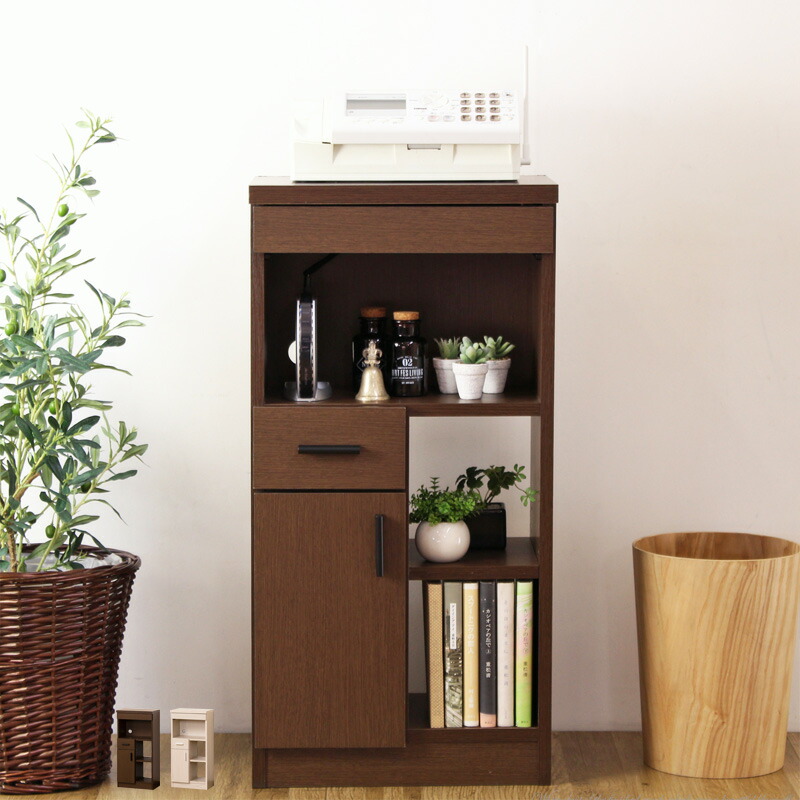楽天市場 送料無料 キャビネット 北欧 ルーター収納 Fax台 電話台 おしゃれ 完成品 スリム ファックス台 幅40cm ルーター モデム収納 Tel台 テレホン台 引き出し 引出 スリムキャビネット 収納 収納家具 木製 ブラウン ナチュラル Netc5 インテリアネット ｃ５
