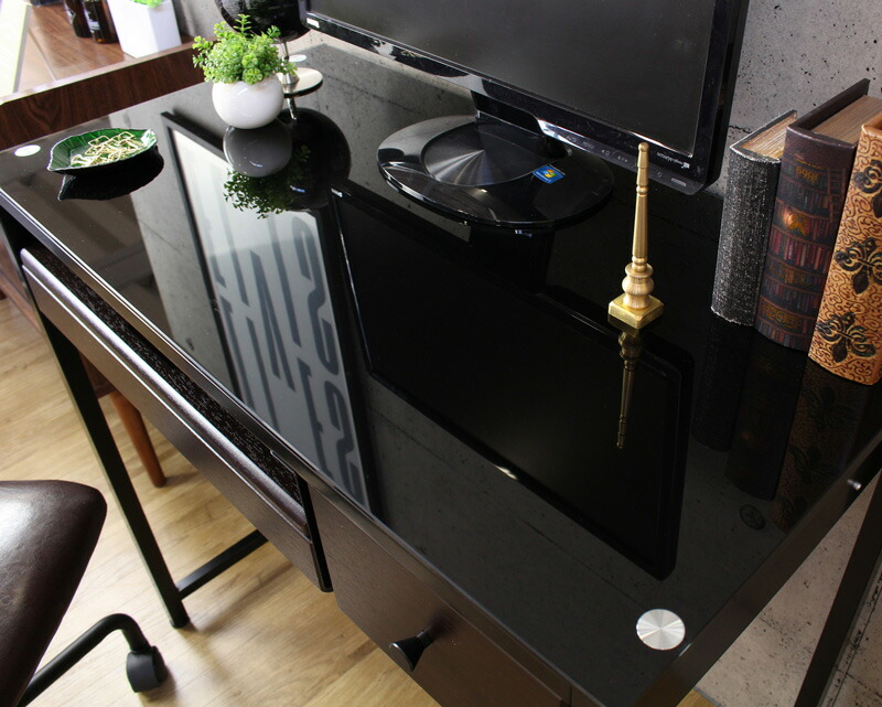 デスク Pcデスク パソコンデスク シンプル 机 85cm幅 大人 キーボード 奥行45cm 北欧 おしゃれ カッコいい シンプル モダン 収納 引出し 引き出し ブラック ブラウン ホワイト ガラス 即納 パソコンデスク ガラス 省スペース おしゃれ 引き出し付き 幅85cm 勉強机 収納