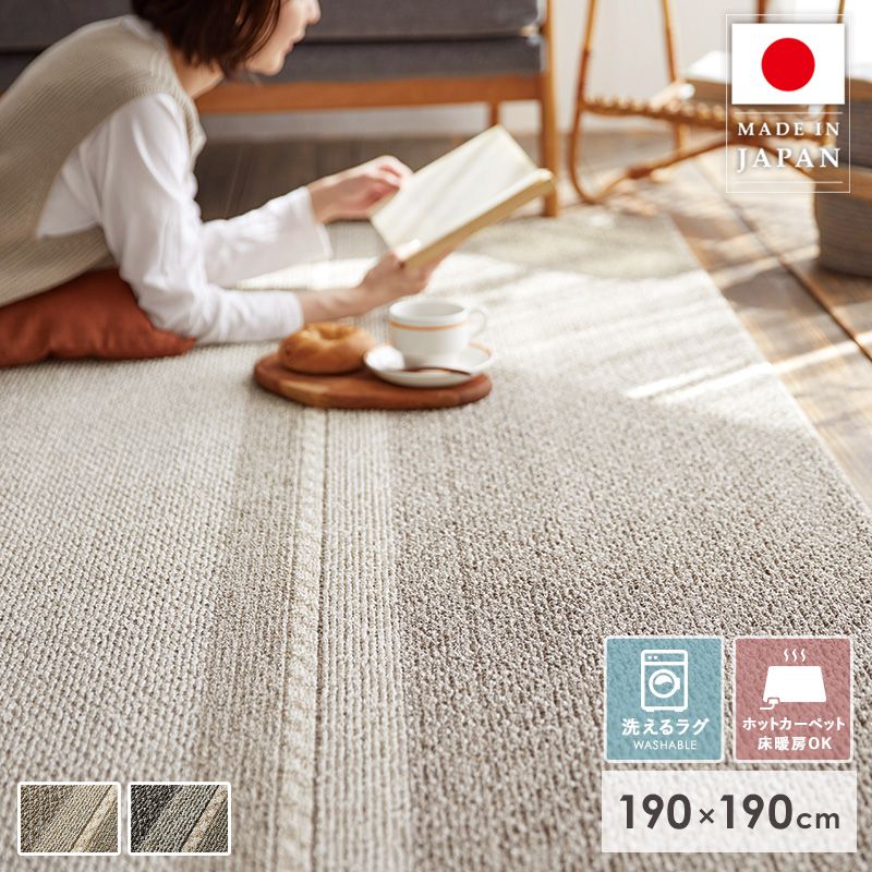 【先着10%OFFクーポン配布中★】 ラグ 洗える ラグマット 北欧 2畳 おしゃれ 厚手 日本製 190×190 洗濯機 滑り止め付き オールシーズン ホットカーペット 床暖房対応 カーペット 防ダニ 赤ちゃん 柄 リビング コードラグ スミノエ Netc5|インテリアネット-C5