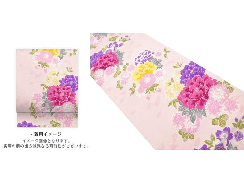 花々模様織出し袋帯【中古】【着】【袋帯】