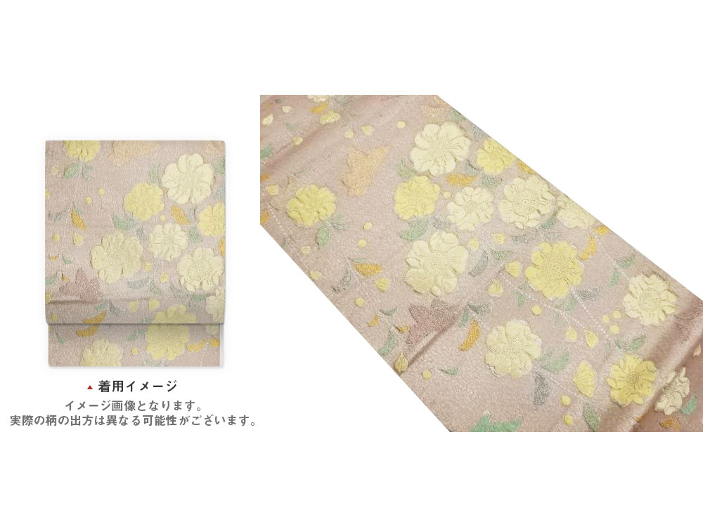 ふくれ織辻が花に丸・蝶模様織出し袋帯【中古】【着】【袋帯】｜Kimono-Shinei　２号店