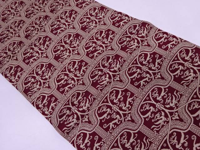 龍村美術織物製 龍鳳虎文錦光波帯(仕立て名古屋帯)【q新品】 龍村美術織物製 龍鳳虎文錦光波帯(仕立て名古屋帯)【q新品】