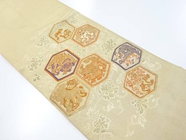 楽天市場 亀甲に唐獅子模様織出本袋帯 アンティーク 中古 Kimono Shinei ２号店