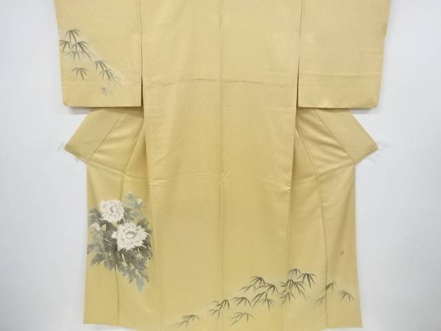 爆売りの作家物 作家物 合計3980円以上の購入で送料無料 手描友禅牡丹 笹模様一つ紋訪問着 和服 中古 リサイクル お買い得モデル即出荷の
