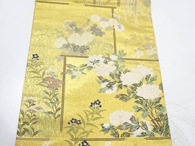 完成品 本金箔草花に藤模様織出し袋帯 リサイクル 中古 帯 Www Williamssound Com