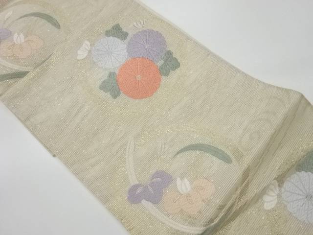 中古 合計3980円以上の購入で送料無料 和服 帯 絽丸文に花々模様織出し袋帯 リサイクル Kimono Shinei 2号店 中古 合計3980円以上の購入で送料無料 和服 帯 絽丸文に花々模様織出し袋帯 リサイクル Kimono Shinei 2号店