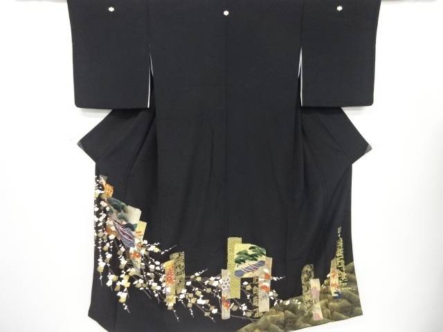 人気 作家物 本金破れ色紙に松舟枝梅模様刺繍留袖 比翼付き リサイクル 中古 Bhashaprofs Com