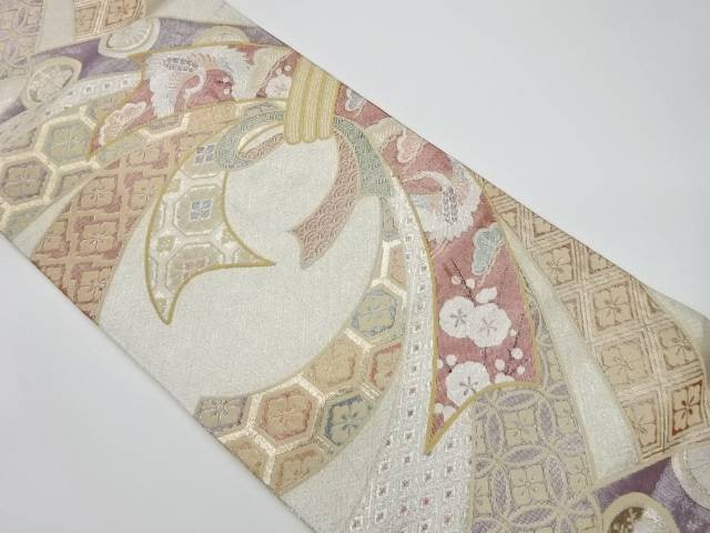 ポイント10倍 束ね熨斗に鶴 花模様織出し袋帯 リサイクル 中古 高級感 Gmsaz Com