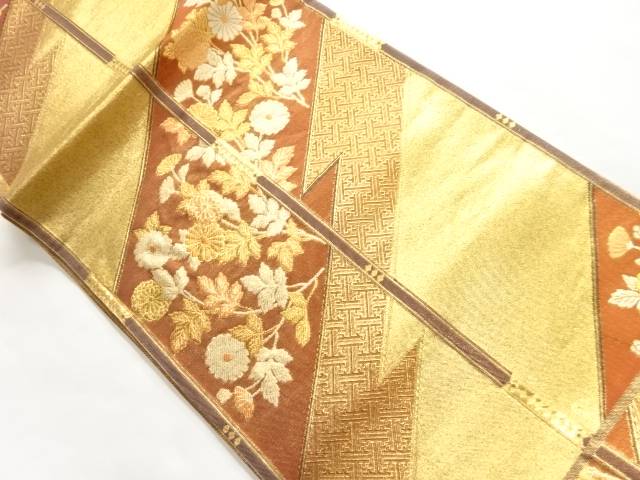 第1位獲得 花葉 紗綾形模様織り出し袋帯 リサイクル 中古 Kimono Shinei ２号店 美しい Erieshoresag Org