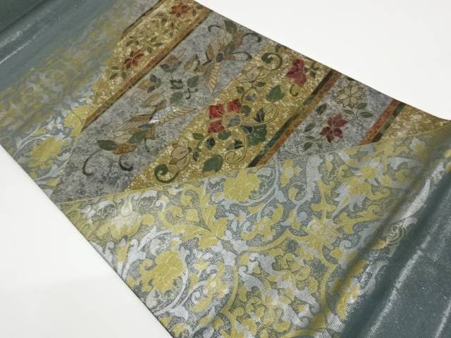 帯 定番 引箔螺鈿向かい鳥に花唐草模様袋帯 リサイクル 中古 Happychildrensdaycare Net