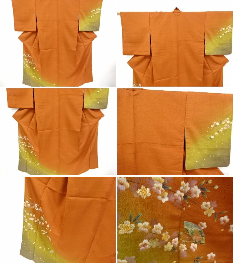 即納 最大半額 金彩桜に扇模様訪問着 リサイクル 高い素材 Erieshoresag Org