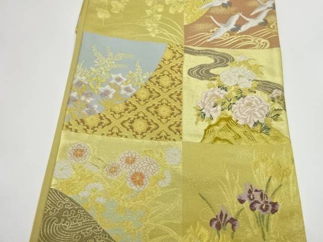 格子に鶴 花模様織出し袋帯 リサイクル 中古 Meguiars Com Do