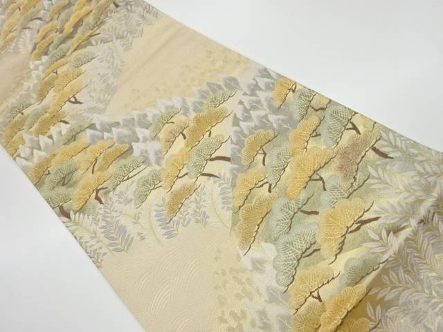 九百錦純金二重威信連山に松 木々 波パターン織り目出し袋帯 リサイクル 中古 Lindsaymayphotography Com