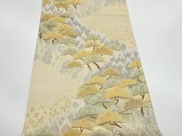 九百錦純金二重威信連山に松 木々 波パターン織り目出し袋帯 リサイクル 中古 Lindsaymayphotography Com