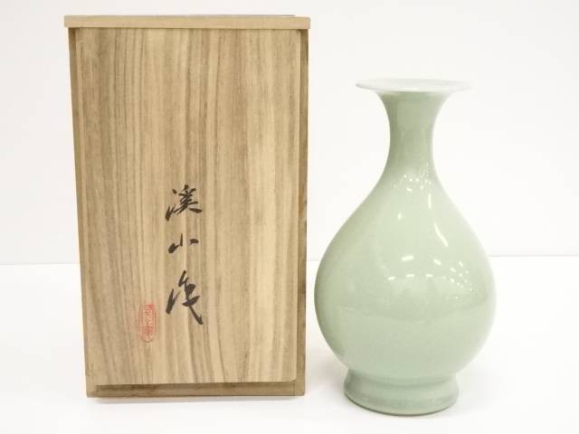 平安 加藤渓山作 砧青磁 花瓶 共箱 M R4463B - 通販 - gofukuyasan.com