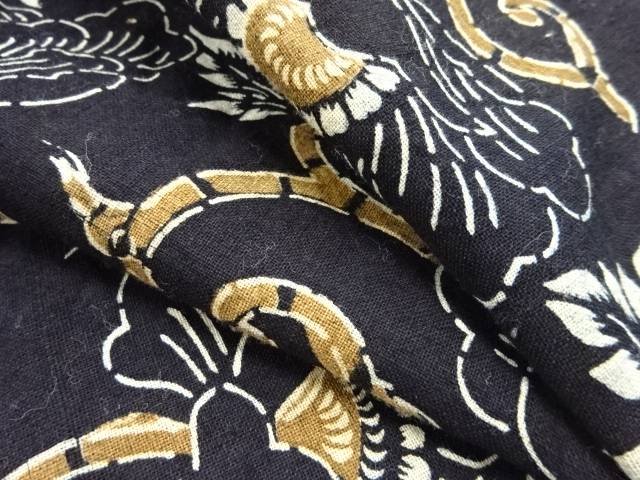 木綿二色型染牡丹唐草模様一巾 アンティーク 中古 Rvcconst Com