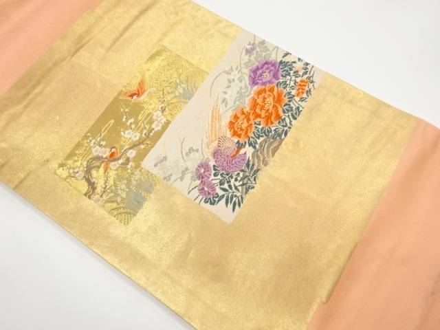 本金箔雉に花々・鳥・梅模様織出し名古屋帯【リサイクル】【中古】(prc) 7,358円