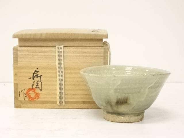 加藤舜陶造 灰釉粉引茶碗 共箱 Kimono Shinei ２号店 抹茶茶碗 合計3980円以上の購入で送料無料