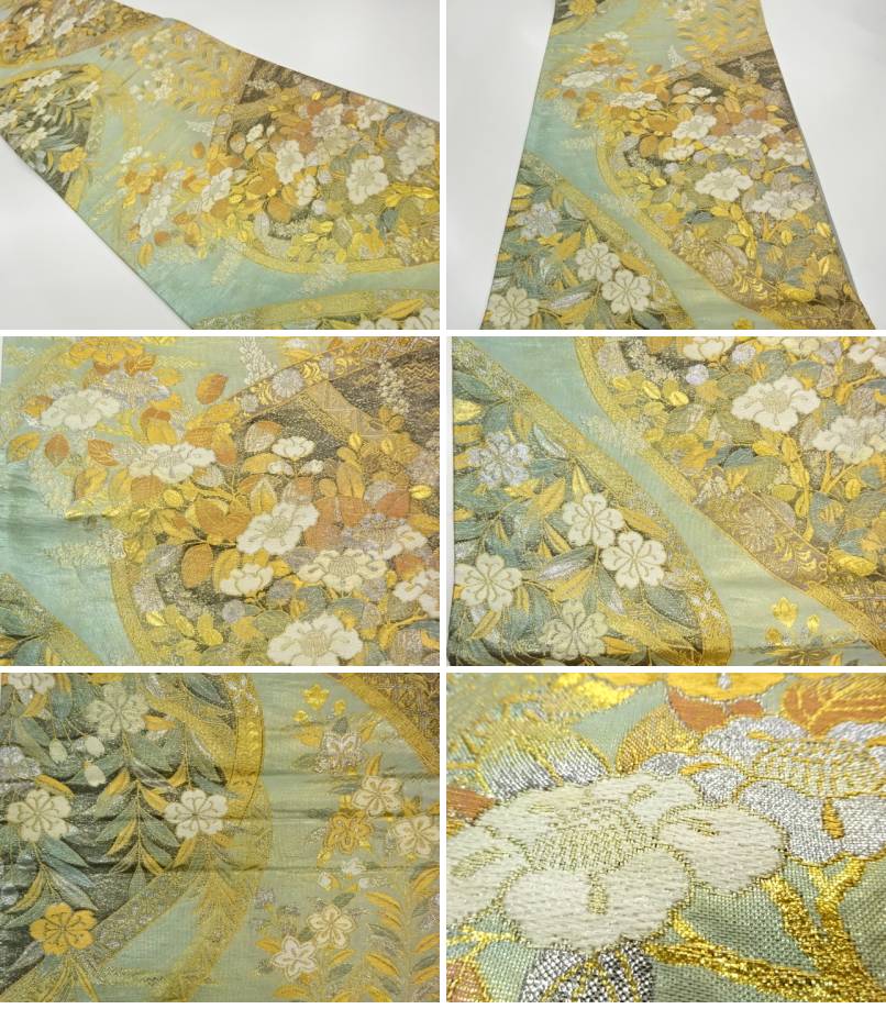 Kimono Shinei ２号店 リサイクル 中古 帯椿に枝垂れ桜模様織出し袋帯 合計3980円以上の購入で送料無料