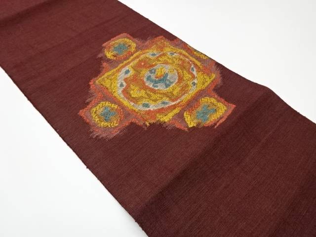 手織り紬抽象模様織出し名古屋帯【リサイクル】【中古】(prc)｜Kimono-Shinei　２号店 7,560円