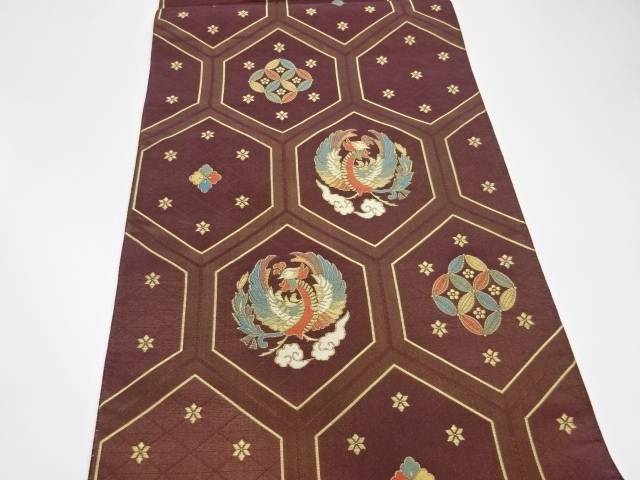 江里佐代子 亀甲に鳳凰 七宝 花菱壁掛け栲出し袋帯 リサイクル 中古 Silk Music Com