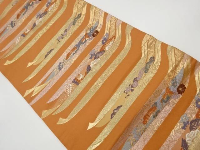 鬘帯に花鳥模様織出し名古屋帯【リサイクル】【中古】【着】(prc)｜Kimono-Shinei　２号店