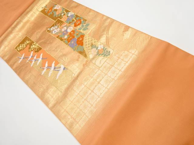 本金 短冊に鶴 牡丹 椿模様織り出し名古屋帯 リサイクル 中古 着 Agoranotizia It