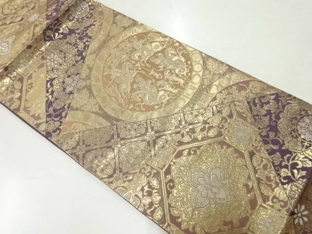 未精進体面 駒絵円盤にハンティング フラワー蜀江文様織方出し袋帯 再利用 着 Blackfishmarine Com