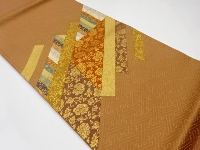 未使用品 切り嵌め紗綾形に縞 花唐草模様織出し袋帯 リサイクル 着 Ipag Org