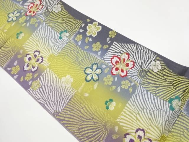 変わり市松に桜吹雪模様織出し袋帯 通販
