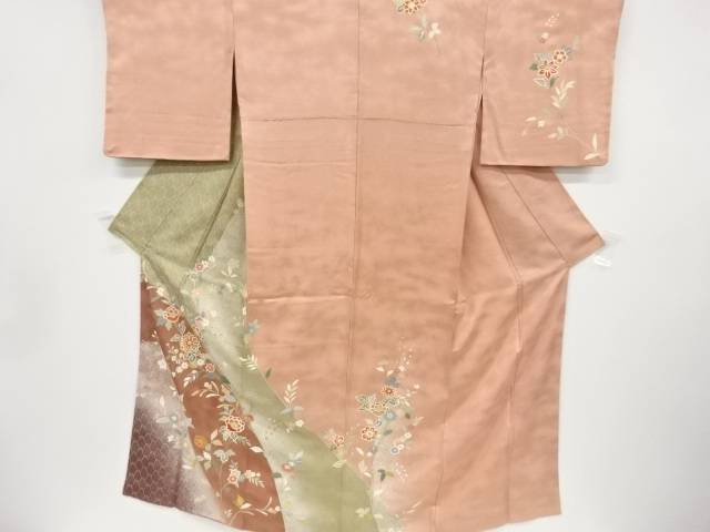 霞に草花模様訪問着(重ね衿付き)