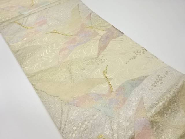 群鶴模様織出し袋帯【リサイクル】【中古】【着】(prc)