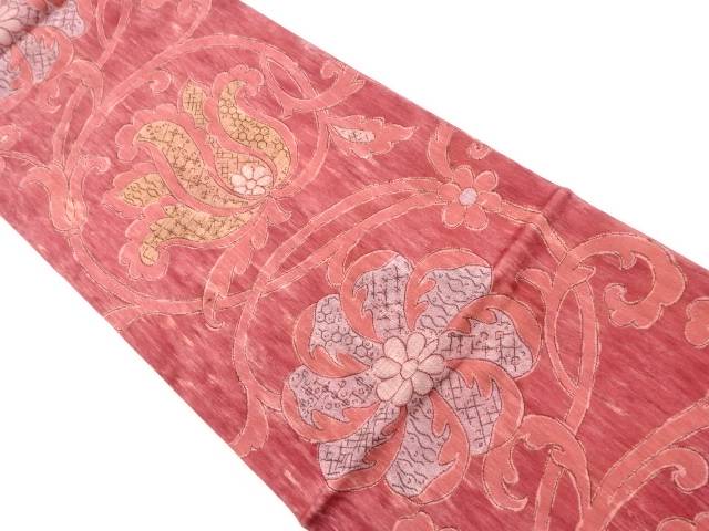 花唐草模様織出し袋帯【リサイクル】【中古】【着】(prc)