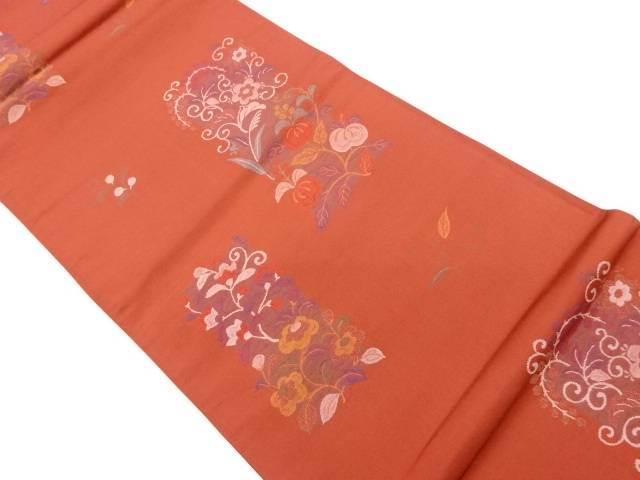 花唐草模様織出し袋帯【リサイクル】【中古】【着】(prc)