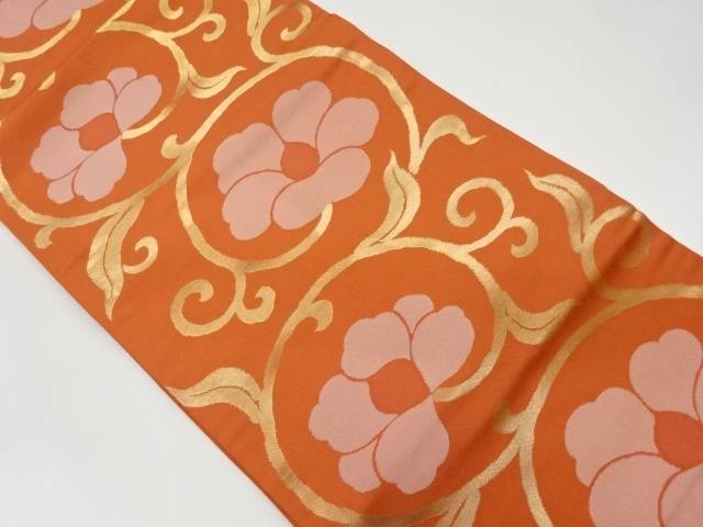 花唐草模様織出し名古屋帯【リサイクル】【中古】【着】(prc)