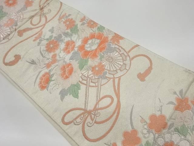 佐賀錦花車模様織出し袋帯【リサイクル】【中古】【着】(prc)