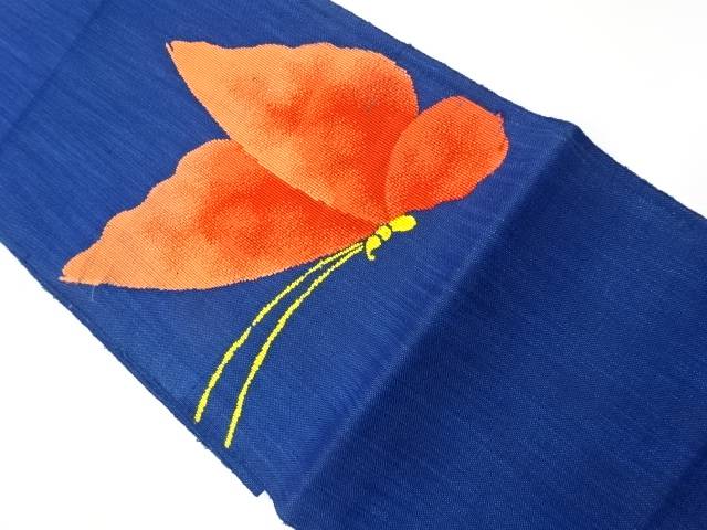 手織り真綿紬蝶模様織出し名古屋帯【リサイクル】【中古】【着】(prc)｜Kimono-Shinei　２号店