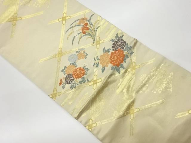 格天井に花々模様織出し名古屋帯【リサイクル】【中古】【着】(prc) 7,560円