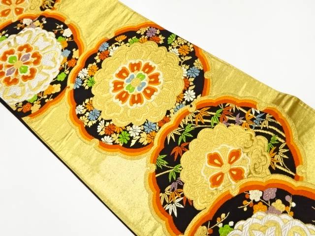 華紋に菊・梅・竹模様織出し袋帯【リサイクル】【中古】【着】(prc)