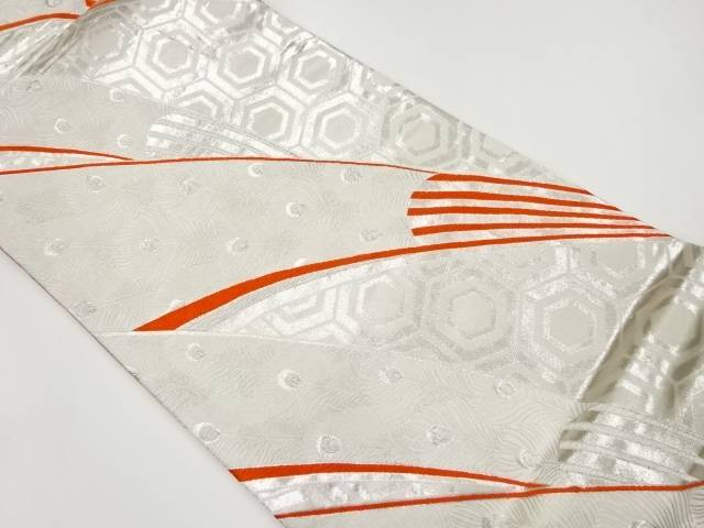 亀甲に孔雀羽模様織出し袋帯【リサイクル】【中古】【着】(prc)