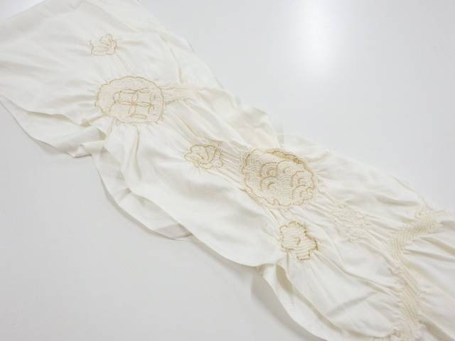 正絹 絞り雪輪に梅模様帯揚げ【リサイクル】【中古】【着】