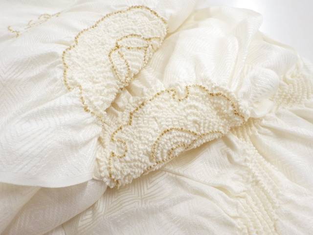 正絹 絞り雪輪に梅模様帯揚げ【リサイクル】【中古】【着】