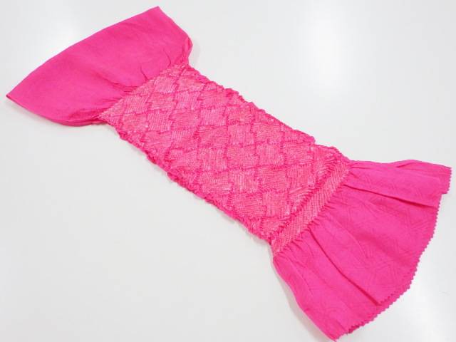 正絹 絞り松皮菱模様帯揚げ【リサイクル】【中古】【着】