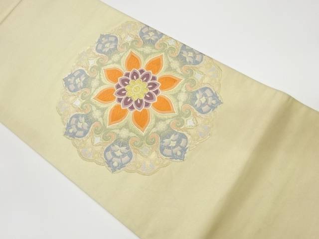 華紋模様織出し袋帯【リサイクル】【中古】【着】(prc)
