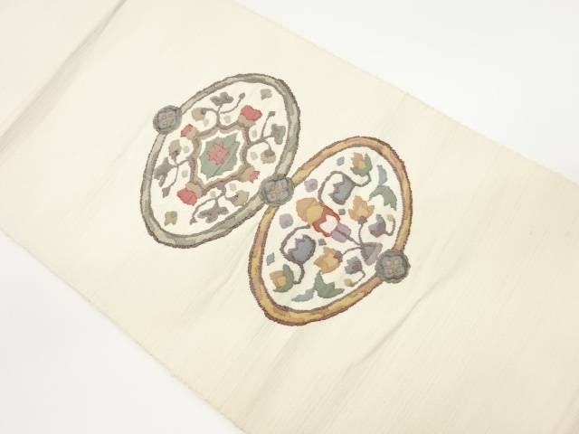 円 正規店 手織り紬抽象模様織出し名古屋帯