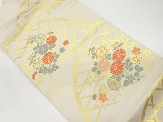 売り切れ必至 光悦垣に秋草模様織出し名古屋帯 Fucoa Cl