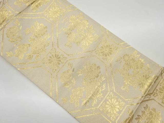 蜀江文に牡丹・菊模様織出し袋帯【リサイクル】【中古】【着】(prc)